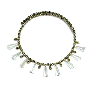Ornate Medieval Crystal Glass Brass Choker Collar Necklace.  Medieval, Renaissance, European history, Reign Inspired