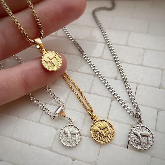 חי Judaism Chai Life Symbol in Hebrew ~ solid silver, gold or rhodium plated, pendant charm necklace with curb and rolo chain options