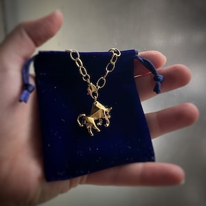 Large Taurus Bull Pendant - Zodiac Astrology Horoscope Charm Necklace, vintage style with or without custom length long chain