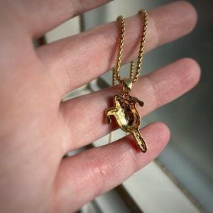 Guldfärgad Jester Clown Face Hängsmycke Halsband med eller utan kedja - vintage design, 22k guldplätering - joker, hovnarr, kungligt hov bild 7