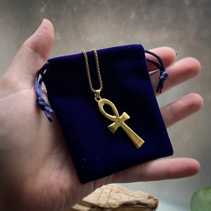African Ankh Vintage Style Vibes on this gold plated Cross Pendant Necklace w/ long lasting 18k gold plating, Choose Chain + Length