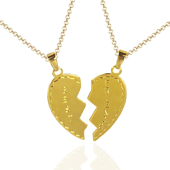 Best Friends Necklace Set Gold or Rhodium Plated W/ Rolo Chains