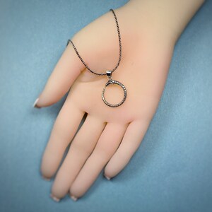 Solid Silver Gold Snake Pendant Ouroboros Oroborous Eating its own tail - like the Aes Sedai Great Serpent Ring - on 18&quot; solid silver chain