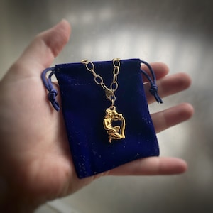 Large Aquarius Water Carrier Pendant - Zodiac Astrology Horoscope Charm Necklace, vintage style with or without custom length long chain