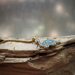 Different Dinosaur Options! Brontosaurus (or brachiosaurus) + Pterodactyl on a custom length Venetian box chain or Curb Chain w/ velvet gift