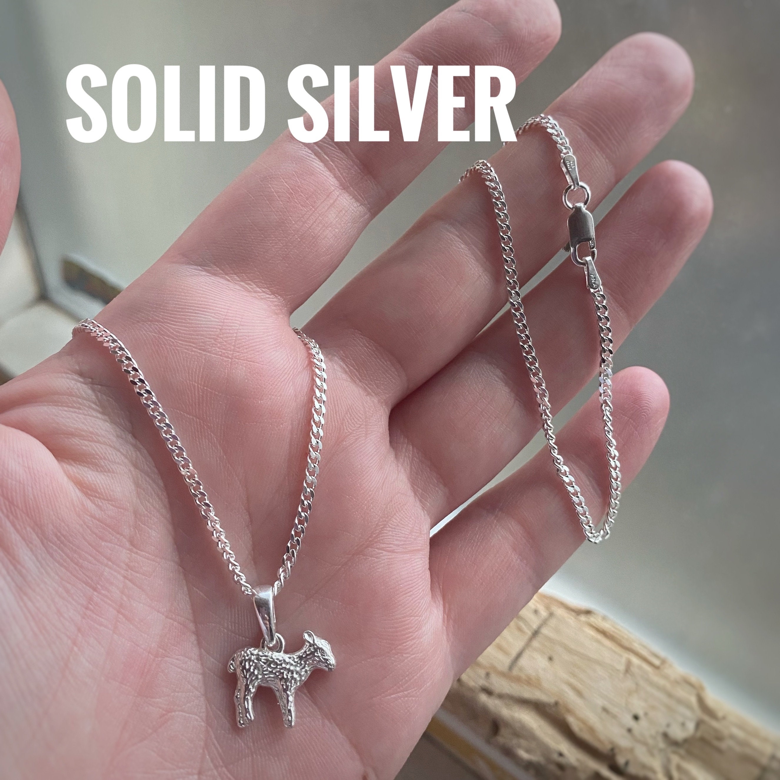 Little Lamb Charm in Gold or Silver, Pendant Necklace on
