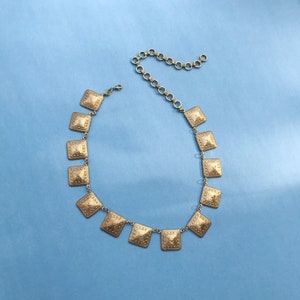 Ornate Medieval Brass Collar Necklace w/ square links ~ Medieval, Renaissance, European history, Chanel, Reign etc vibes