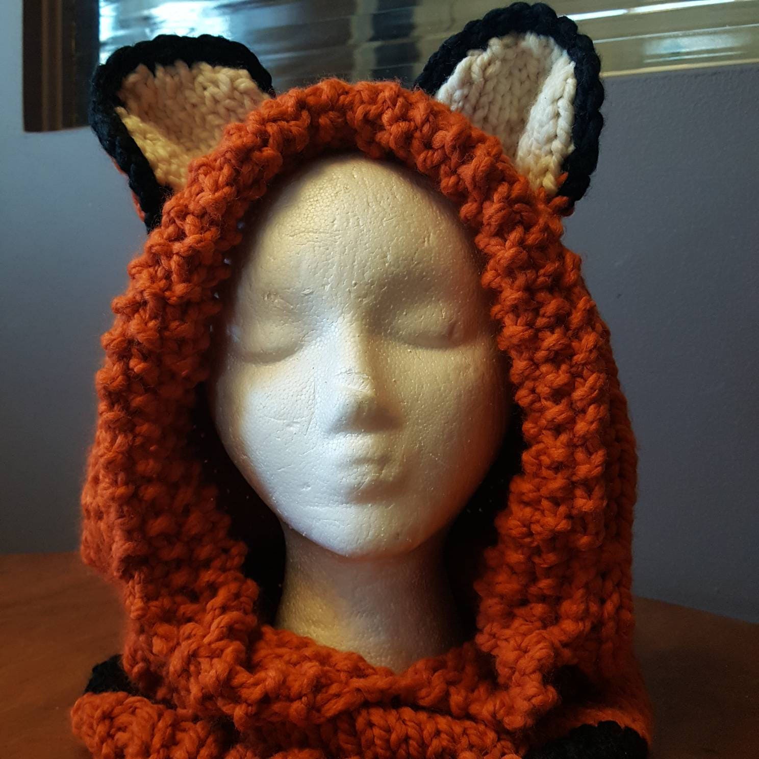Knitted Wool Blend Warm Fox Animal Hood Cowl Hoodie ...