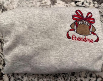 Custom Embroidered Football Bow Crewneck Sweatshirt