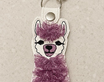 Llama Embroidered Keychain | Cute Llama Bag Tag | Alpaca Lover Gift | Floral Llama Key Fob | Handmade Embroidered Keychain