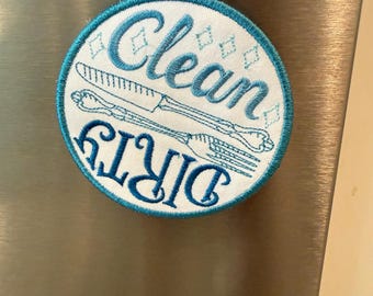 Clean Dirty Dishwasher Magnet | Funny Kitchen Decor | Reversible Dish Status Magnet | Housewarming Gift| 3.8x3.8