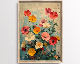 Flower Wall Art Print Floral Wall Art Painting Living Room Decor Wall Art Prints Bedroom Botanical Printable Abstract Big Wall Art Boho