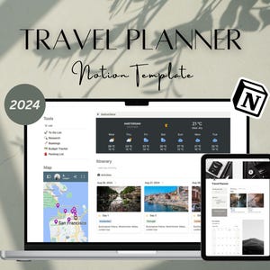 Notion Vorlage Reiseplaner | Digitaler Reise-Organizer | Urlaubsplaner | Reiseplan Vorlage | Notion Planer