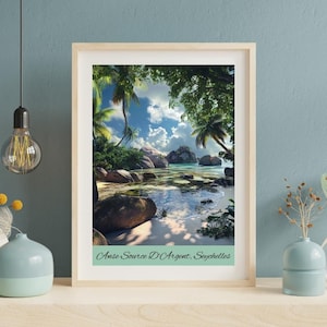 Seychelles, Wall Art Posters, Cafe Wall Decor, Home Wall Art, Digital Download,  Poster Design Art
