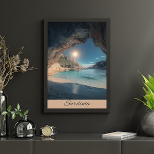 Sardinia, Wall Art Posters, Cafe Wall Decor, Home Wall Art, Digital Download, World Poster Design Art