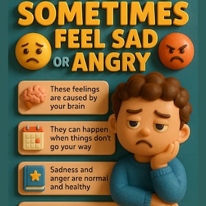 3D Kids Educational Poster | Why Do I Sometimes Feel Sad? | Wall Art for Boys & Girls | Nursery Decor | STEM Learning Gift | Classrooms