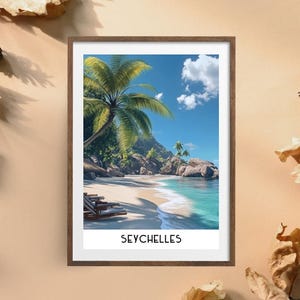Seychelles Wall Art Poster, Tropical Home Decor Print, Digital Download, Vibrant Island Art for Home or Cafe, Instant Wall Decor
