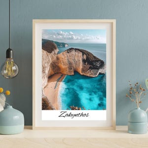 Zakynthos, Greece, Wall Art Posters, Cafe Wall Decor, Home Wall Art, Digital Download, World Poster Design Art