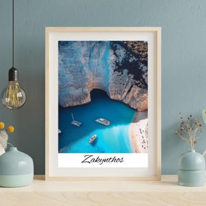 Zakynthos, Greece, Wall Art Posters, Cafe Wall Decor, Home Wall Art, Digital Download, World Poster Design Art