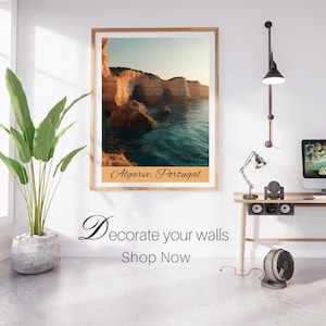 Algarve, Portugal, Wall Art Posters, Cafe Wall Decor, Home Wall Art, Digital Download, World Poster Design Art