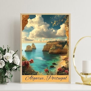 Algarve, Portugal, Wall Art Posters, Cafe Wall Decor, Home Wall Art, Digital Download, World Poster Design Ar