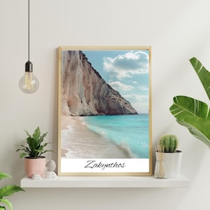 Zakynthos, Greece, Wall Art Posters, Cafe Wall Decor, Home Wall Art, Digital Download, World Poster Design Art