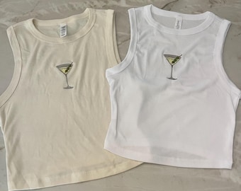 Embroidered Dirty Martini Tank Top, Bella Canvas Halter