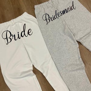 Bride and bridesmaids embroidered sweatpants, unisex sweatpants, cute clothing, custom sweatpants, bridal party sweatpants