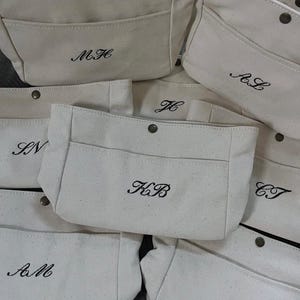 Custom initial embroidered makeup bags, personalized makeup bag