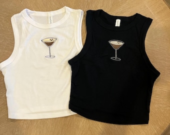 Débardeur brodé Martini expresso, cadeau pour amateur de Martini