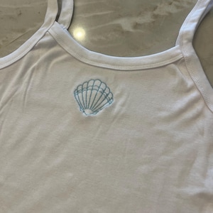 Sea shell embroidered tank top, cute tanks