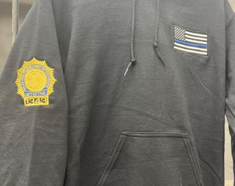 Sudadera con capucha de policía bordada personalizada, Apoya a la policía