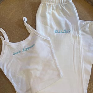 Bride embroidered tank and sweatpants set, cuff bottom sweats, tank set, bridal sweats, bride to be