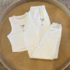 Embroidered Dirty Martini Tank Top and Sweatpants Set