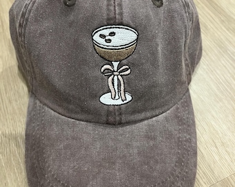 Geborduurde espresso-martinihoed, aangepast cadeau