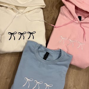 Bow embroidered crewneck OR hoodie, cute sweatshirt, bow embroidery