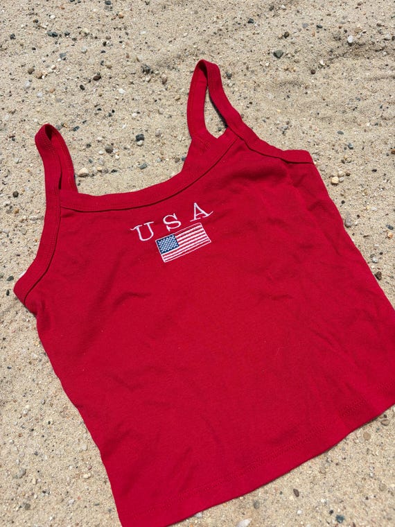 USA Embroidered Tank Top, 4th of July Bella Canva Shirt
