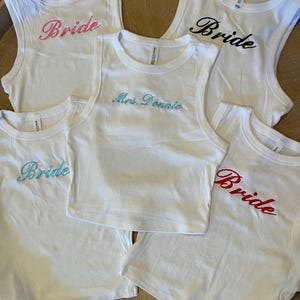 Bride embroidered tank top, wedding tank top, mrs tank, embroidered tank cute tops, trendy women’s tank