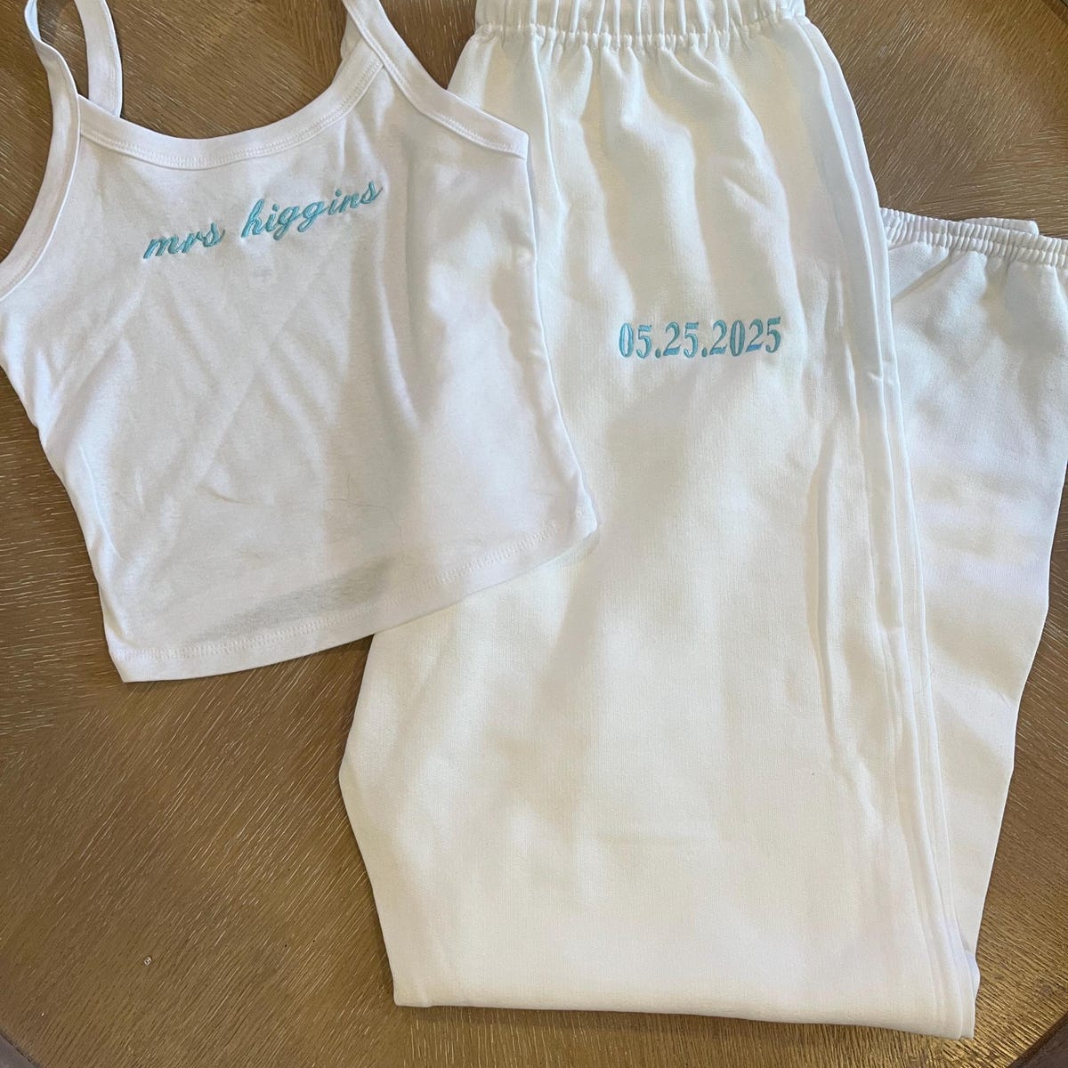 Bride Embroidered Tank and Sweatpants Set, Bridal Sweats