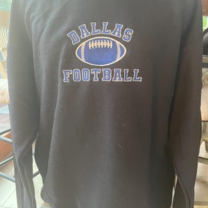 Dallas football embroidered crewneck, NFL teams, sports embroidery, football lovers