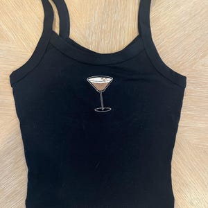 Débardeur brodé martini expresso, débardeurs à cocktail, amateurs de martini, heure de Tini