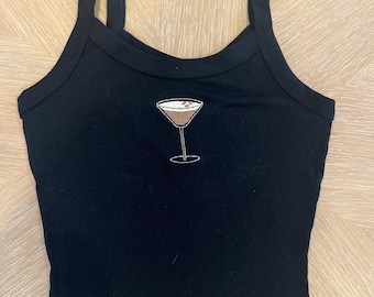 Débardeur brodé martini expresso, débardeurs à cocktail, amateurs de martini, heure de Tini