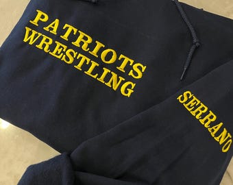 Custom Embroidered Sports Team Hoodie or Crewneck, Personalized School Spirit