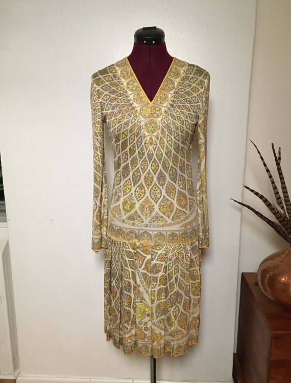 Vintage Psychedelic PUCCI Dress, 70s Pucci Silk Dr