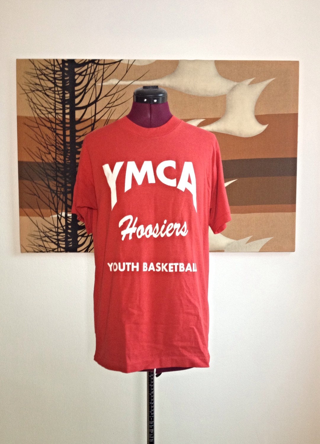 Vintage Red YMCA Hoosiers Youth Basketball 50/50 Tshirt Etsy