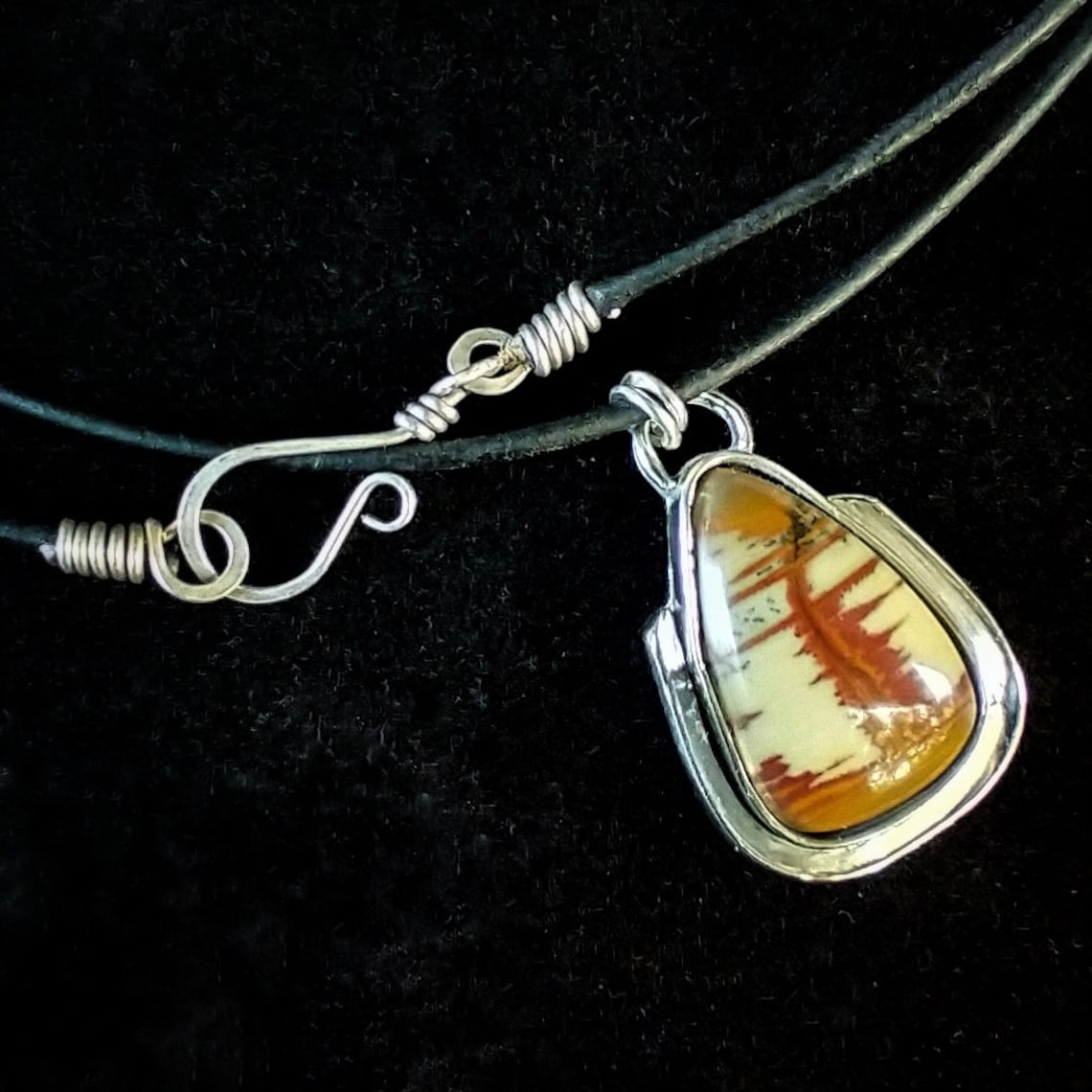 •POLYCHROME JASPER - ELONGATED OVAL• sterling silver pendant
