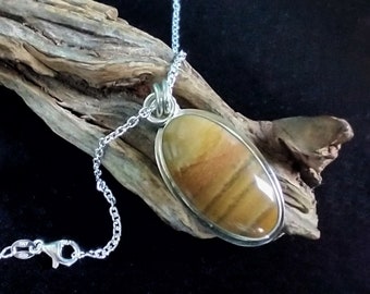 Owyhee Jasper Sterling Silver Pendant, Oval Shape Designer Cabochon, Picture Jasper, Nature inspired Jewelry