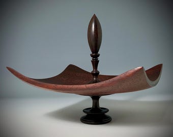 Square Edge Bowl with Finial & Pedestal
