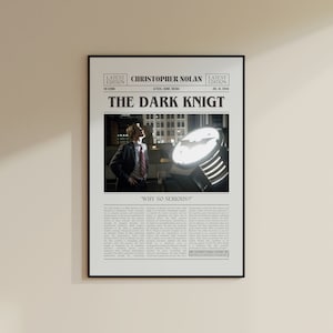 The Dark Knight Poster, Christopher Nolan, Filmplakat, Retro Zeitung, Schwarz Weiß Wand Kunst, Vintage Retro Kunstdruck, Individuell gemustertes Filmplakat