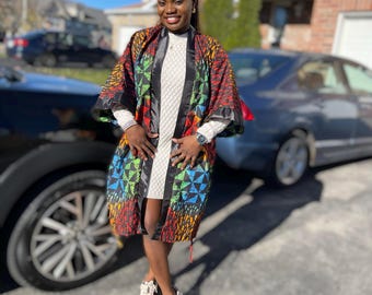 Ankara-kimono | Boho-jas met Afrikaanse print | Eén maat
